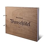 Ferienwohnung Gästebuch Okoume Holzcover mit individueller Gravur inkl. 72 Naturpapier Blätter DIN A4 quer 302 x 215