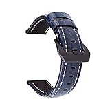 Echte Leder-Straps 20-26mm Classic Retro Armband Vintage-Uhrenarmband für Männer Frauen, Dunkelblau, 22