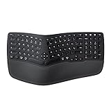 Ergonomische Kabellose Tastatur, Bluetooth Tastatur mit Handballenauflage, Geteilte Tastenanordnung, QWERTZ Layout mit Dual Modus 2.4G & Bluetooth, Kompatibel mit Windows/Mac OS, Schw