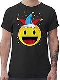 Karneval & Fasching Kostüm Outfit - Karneval Emoticon Konfetti - XXL - Schwarz - Konfetti - L190 - Tshirt Herren und Männer T-S