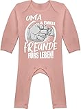 Shirtracer Partner-Look Familie Baby - Oma & Enkel Freunde fürs Leben! - 6/12 Monate - Babyrosa - Geschenk - BZ13 - Baby-Body Langarm für Jungen und M