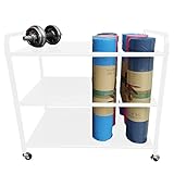 LILANAI Yoga Mat Holder Bodenständer Yogamattenhalterwagen, Platzsparer Extra Groß Übungsmatten-Lagerregal, Schaumstoffrollen-Organizer, Für Home-Gym (Color : White)
