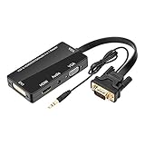 Andylies VGA zu HDMI 1080P VGA DVA 4-In-1 Umschalter mit Audio Kabel für Laptop HD V