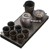 GYAM Kung Fu Teekanne Und Tasse Set, Vergoldetes Kung Fu Tee Set Geschenk, Chinesische Und Japanische Retro Handarbeit, Porzellan Teekanne Mit 6 T