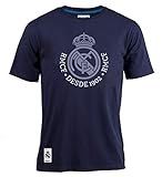 Offizielles T-Shirt Real Madrid Logo Navy Maine 2018 2019 in Blisterverpackung (S)