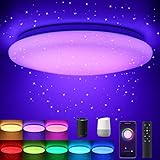 Alexa Deckenleuchte dimmbar RGB Farbwechsel, 18W1800LM WiFi Led Deckenleuchte Dimmbar mit Fernbedienung, Kompatibel mit Alexa & Google Home, App Steuerbar, Deckenlampe Wohnzimmer Schlafzimmer Φ30