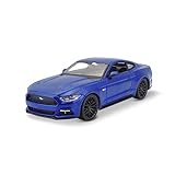 Maisto Ford Mustang GT (2015): Modellauto im Maßstab 1:24, Türen und Motorhaube beweglich, 20 cm, blau (531508B)