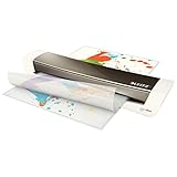 Leitz A3 Laminiergerät, Home Office, Inkl. Laminierfolien Starterkit, Dunkelgrau iLam, 74400089