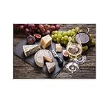 SHJKL Restaurant Art Wandbild Köstlicher Käse und Wein Kunst Gemälde Leinwand Kunst Poster und Wandkunst Bild Druck Modern Familie Schlafzimmer Dekor Poster 30 x 45