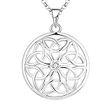 JO WISDOM Damen Kette Silber 925,Halskette Anhänger Keltischer Knoten Irischer Triquetra mit 3A Zirkonia April Geb