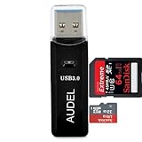 Audel SuperSpeed USB 3.0 Kartenleser, Zwei TF/SD Kartenslots Memory Card Reader USB Kartenlesegerät für Micro SD/SDXC TF Karten mit LED-Betriebsanzeig