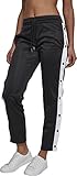 Urban Classics Damen Relaxed Sporthose Ladies Button Up Track Pants TB1995, Gr. 38 (Herstellergröße: M), Schwarz (Blk/Wht/Blk 00493)