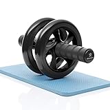 BODYMATE AB Roller Classic, Bauchtrainer zur Stärkung der Core-Muskulatur, Fitnessgerät für Zuhause, Bauchmuskeltrainer inkl. Kniepad, 28 x 16 cm (L x Ø), in Schw