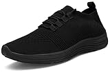 KOUDYEN Turnschuhe Laufschuhe Atmungsaktiv Leichte Sportschuhe Mesh Fitness Sneaker für Herren Damen XZ818-black2-EU40