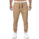 KIMODO Herren Jeanshose Jeans Casual Relaxed Fit Denim Hosen Baggy Weitem Bein Straight Leg Vintage Pants Reißverschluss Freizeithose Sweatpants Fitnesshose Jogginghose (B-Khaki, M)