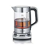 SEVERIN Tea Maker „Professional“ mit Auto-Liftfunktion, Glaswasserkocher für bis zu 1,7 L, elektrischer Teekocher mit Temperatureinstellung, gebürstet/schwarz, WK 3422