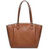 DAVIDJONES Damen Schultertasche aus weichem Kunstleder, große Kapazität, Quaste oben, Henkel, braun, Large, Große Einkaufstasche mit Reiß
