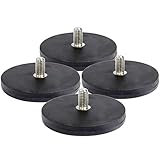 4 Stück Neodym Magnete Gummiert D43 mm Mit M6 Außengewinde 15 KG Zugkraft Flachgreifer Magnet Scheibe Topfmagnet Gummi Runde Magnete mit Gewinde für Schrauben Öse oder Hak