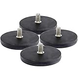 4 Stück Neodym Magnete Gummiert D43 mm Mit M6 Außengewinde 15 KG Zugkraft Flachgreifer Magnet Scheibe Topfmagnet Gummi Runde Magnete mit Gewinde für Schrauben Öse oder Hak