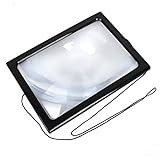 Lupenglas A4-Format, große A4-Seite Hands Free 3X-Lupe mit LED-Licht, ganzseitige Lupe zum Lesen Inspektionsrep