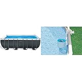 Intex Schwimmbadrahmen-Set Ultra Quadra, 549 x 274 x 132 cm, XTR 26356 & Oberflächenskimmer - Deluxe Oberflächenskimmer zur Wandmontage - Hängesk