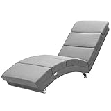 Casaria Relaxliege Liegesessel London Wohnzimmer Leinen Optik Grau Stoff Ergonomisch 186x55cm Modern Liege Relax