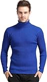 Winter Herren Pullover mit hohem Kragen, einfarbig, schmal, Rollkragen, Herrenbekleidung, blau, X-Larg