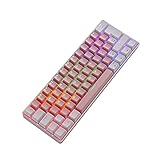 LPZW. Mechanische Gaming-Tastatur Blue Switch 62 Tasten USB Kabelgebundenes Gaming-Tastatur Portable Design-Spiel for PC (Color : Pnk White)