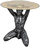 Couchtisch Tisch in Marmor Effekt Hand bemalt Glas Medusa Zeichen Beistelltisch Kaffee Tisch Glastisch Mann Erotik sexy