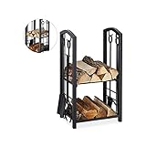 hongbanlemp Anzündholz Halter 2 Ebenen Eisen Kaminholz Kaminholz Kamin Werkzeug Rack Indoor Outdoor Anzündholz Aufbewahrung Kaminholz Reg