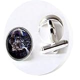 aaaaAA Manschettenknöpfe aus Glas mit Wolf-Motiv, Mond, Manschettenknöpfe, Glasfliesen, Tierschmuck, Mond, Schmuck