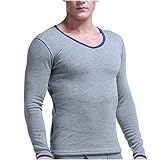 NUSGEAR Herren Langarmshirt Moderner Männer Langarm Sweatshirt Herren Moderner Urban Style T-Shirt Herren Thermounterwäsche Verdicktes Plus Samt Bottoming Shirt Low Neck Baumwollp