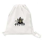DIYthinker Halloween Hell Beleuchtet Schloss Leinwand Rucksack Reisen Shopping Bag