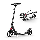 besrey Scooter Kickscooter Tretroller Klappbar Höhenverstellbar Roller für Erwachsene Kinder Teenager ab 8 Jahren City Roller mit 200MM Big Wheel - Schw