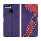 MOBESV Handyhülle für Huawei P Smart 5,65 Zoll, Huawei P Smart Hülle Leder, Huawei P Smart Klapphülle Handytasche Case für Huawei P Smart Handy Hüllen, Violett/R