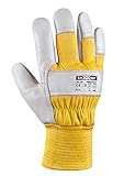 (12 Paar) teXXor Handschuhe Winterhandschuhe Himalaya II 12 x Leder Natur/Drell gelb XL/10