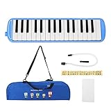 Melodica Instrument, 32 Tasten Melodica Instrument Keyboard Mundstück Melodica Air Piano mit Melodica Blasrohr/Tragetasche für Kinder Anfänger Erwachsene(Blau)
