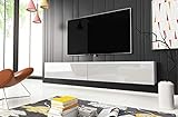 Lowboard D TV-Möbel, 180 cm, TV-Halterung, Hängeschrank, Weiß, Beton (ohne LED-Beleuchtung)