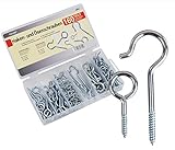 Hakenschrauben und Ösenschrauben, 160 teilig im Set, viele verschiedene Größ