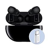 HUAWEI FreeBuds Pro mit Adapter für Huawei AP52, True Wireless Bluetooth Kopfhörer mit intelligenter Geräuschunterdrückung, 3 Mikrofonsystem, schnelles Aufladen, Carbon Black
