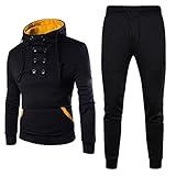 Herren Trainingsanzug Set Jogginganzug Baumwolle Männer Sportanzug mit Kapuze Herren Hoodie Anzug Und Sporthose Hoher Kragen Kapuzenjacke Jogging Sportswear Kapuzenpullover Langarm Zip Freizeitanzug