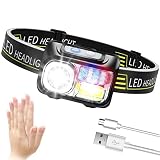 Stirnlampe Led Wiederaufladbar, Deerfun Kopflampe Stirnlampe Wasserdicht 9 Modi Verstellbarer Kopfgurt für Kinder Erwachsene Arbeit, Outdoor, Camping, Wandern, Ang