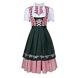 Damen 3-teiliges deutsches Oktoberfest Outfits Dirndl Kleid formelles Kleid Dienstmädchen Uniform Verkleidung Set Bayerische Kostüme Schürze, dunkelgrün, 38