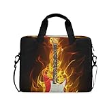 Laptoptasche für E-Gitarre in Feuer und Flammen Aktentasche, Computer-Tragetasche 40,6 cm (16 Zoll), Schutzhülle mit Griff, mehrere Taschen, niedliches Desig