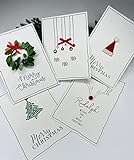 Loveria, Weihnachtskarten Bastelset 'Rudolph', bestehend aus 16 vorgezeichneten Postkarten, 16 rote Umschläge, hochwertiges Bastelzubehö