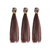 Healifty Puppenhaare zum Basteln Glattes Haar 15cm Dunkelbraun BJD Puppe Perücke 5 Stück Haarteil Kunsthaar Puppen Marionette DIY Herstellung Reparatur Zubehö