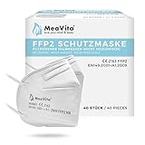 MeaVita FFP2 Maske (40 Stück), EU CE Zertifizierte Mund- und Nasenschutz nach EN149:2001+A1:2009, Atemschutz hohe Filtration, Partikelfiltermaske, Gummizug