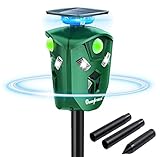 Genieforce® Combat+ Smart 360° Ultraschall Tiervertreiber Tierabwehr Tierschreck gegen Katzen, Hunde, Marder, Fuchs, Vogel, Nager, Wasserdicht, Solar, 2200 mAh, intelligente PIR-Sensoren - GF-EM-75