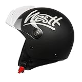 WESTT Classic Jethelm I Vintage Motorradhelm I Retro-Jethelm in matt-schwarz I Jethelm mit Visier I Roller Helme für Damen & Herren I stoßfester Motorradhelm I ECE Zertifiziert I Größe M