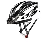 RaMokey Fahrradhelm für Erwachsene Herren Damen, EPS-Körper + PC-Schale, MTB Mountainbike Helm mit Abnehmbarem Visier und Polsterung, Verstellbar Radhelm 57-63cm (Weiß + Schwarz)